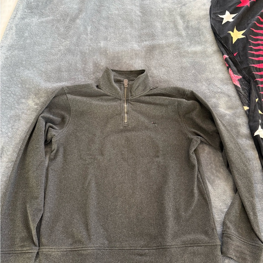 Men's Black Dog Charcoal Quarter-Zip Sweater